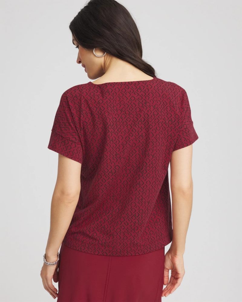Chicos Zenergy® UPF Geo-Print Dolman Top - RUSSET RED