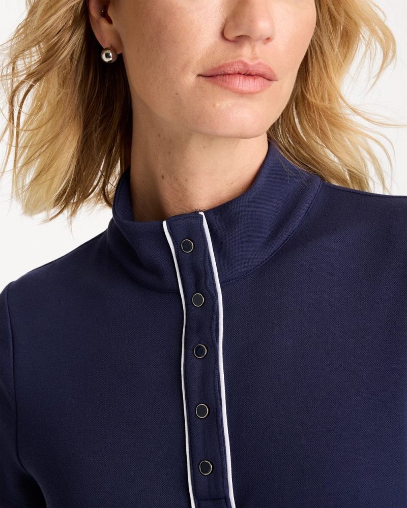 Chicos Zenergy® Soft Pique Piped Pullover - PASSPORT BLUE