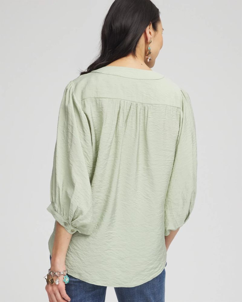Chicos Tie-Front Blouse - MOROCCAN MINT