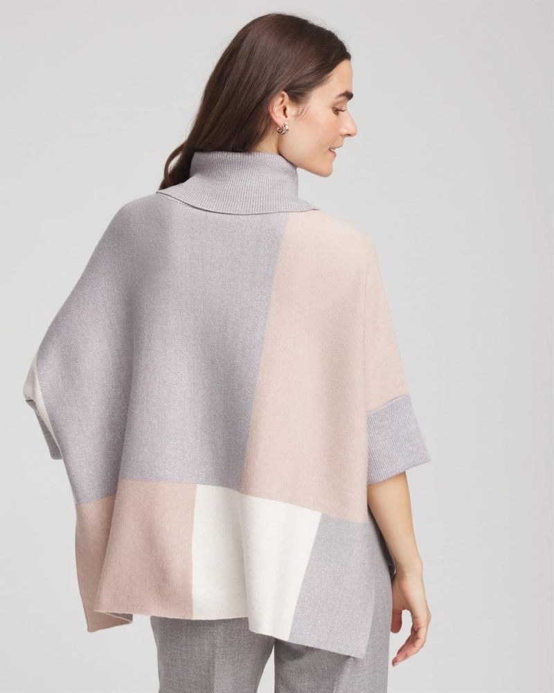 Chicos Quilted Chic Cowlneck Poncho - BIRCH