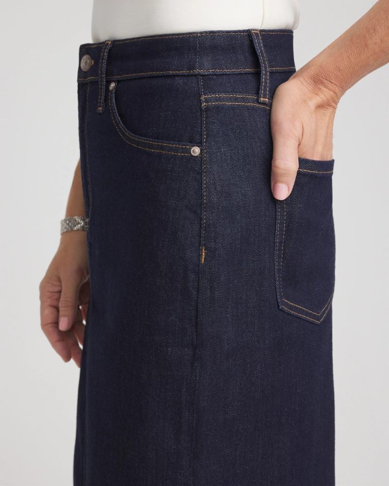 Chicos High-Rise Straight Stretch-Denim Skirt - CEDAR RINSE