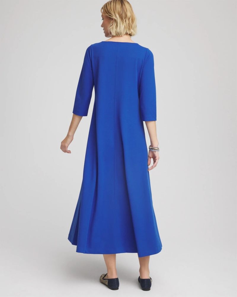 Chicos Seamed Crepe Maxi Dress - COBALT STONE