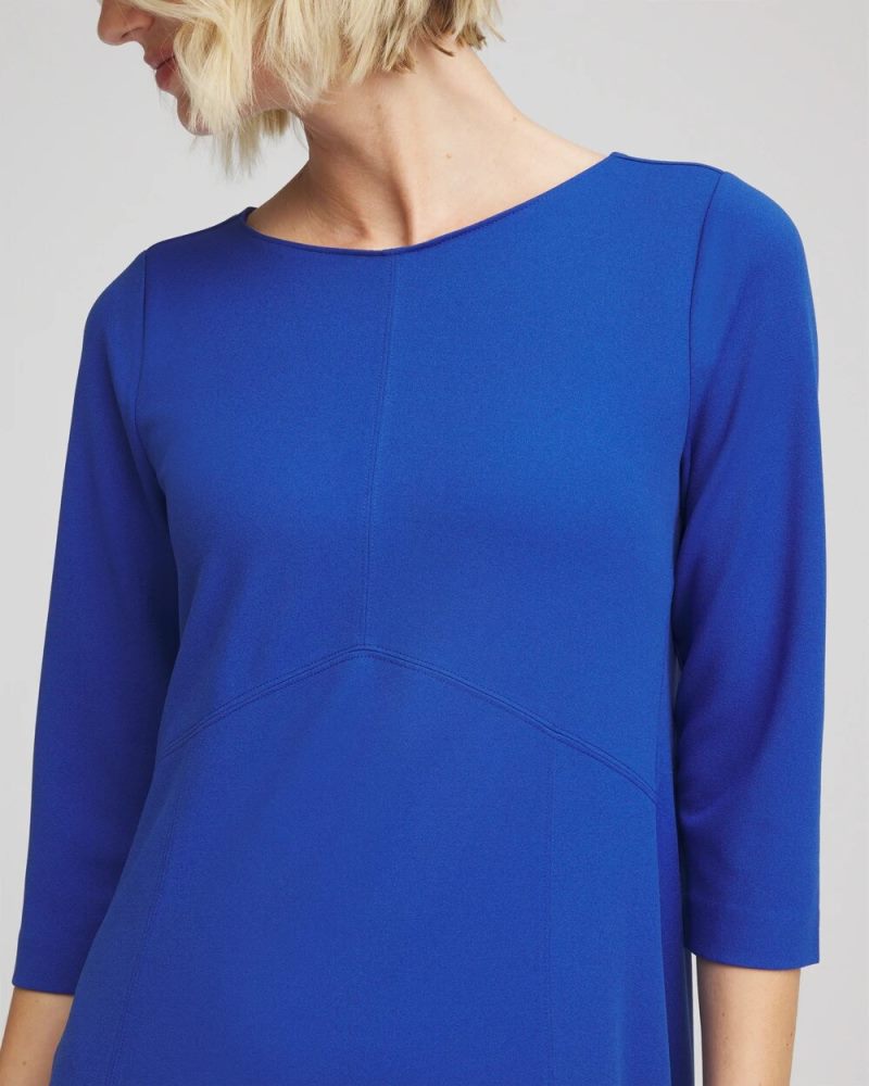 Chicos Seamed Crepe Maxi Dress - COBALT STONE