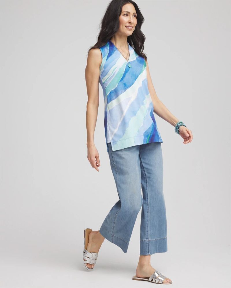 Chicos Ocean Pima Sleeveless V-Neck Tunic - RICH COBALT