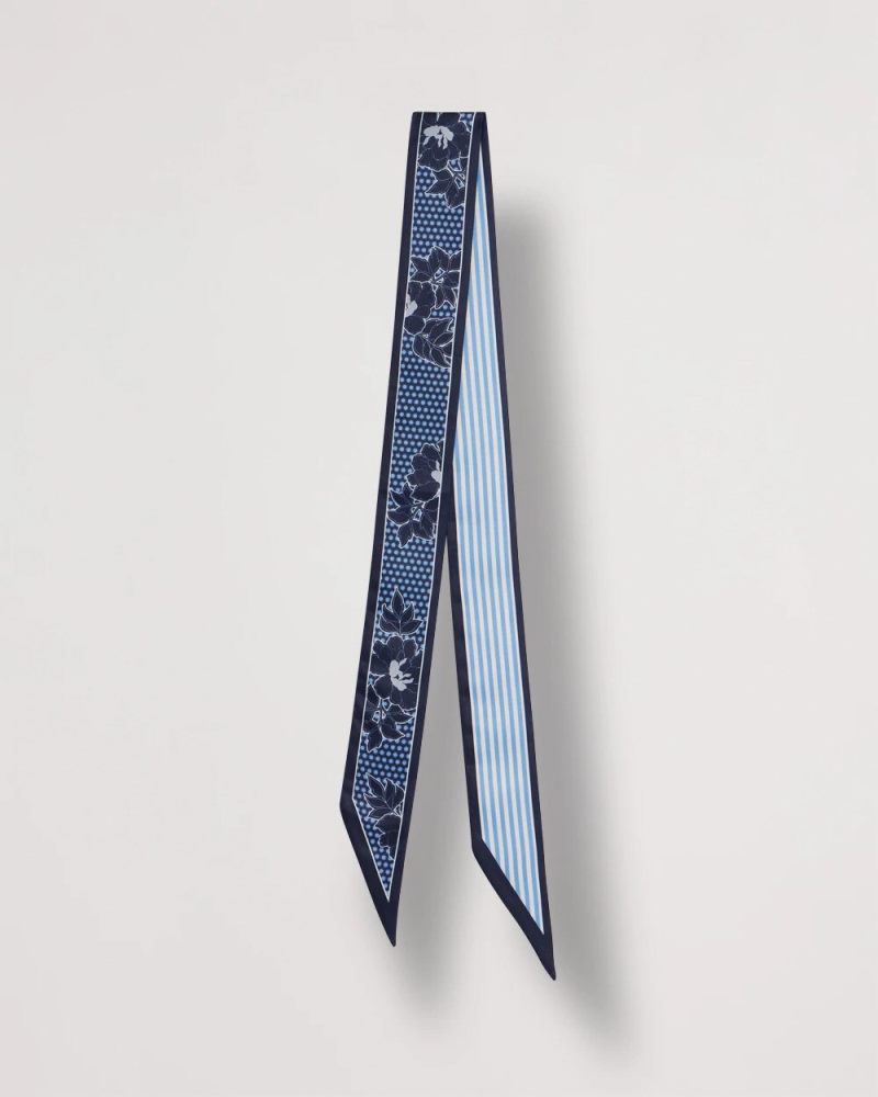 Chicos Ikebana Printed Skinny Scarf - PASSPORT BLUE