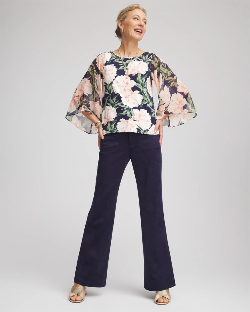 Chicos Georgette Angel-Sleeved Top - DARKEST SPRUCE