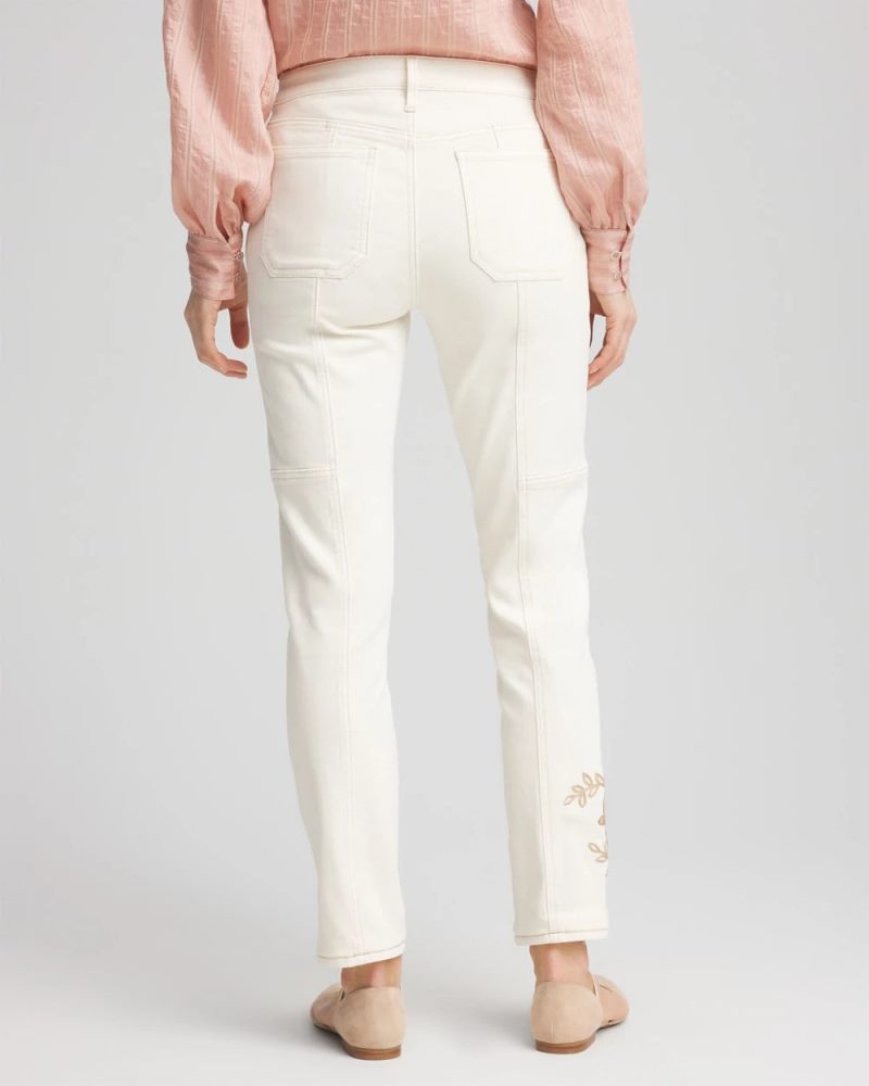 Chicos Girlfriend Ankle Utility Jeans - SEA SALT