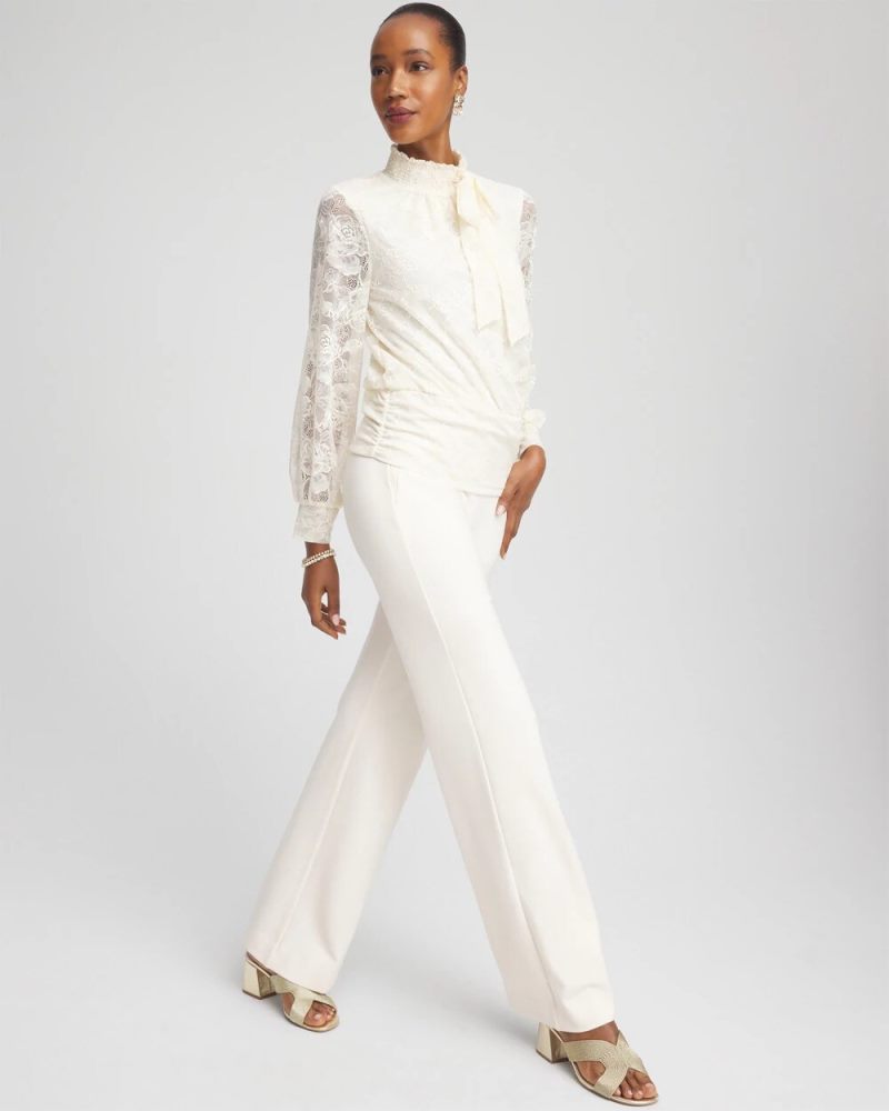 Chicos Juliet Wide Full Length Pant - ENGLISH CREAM