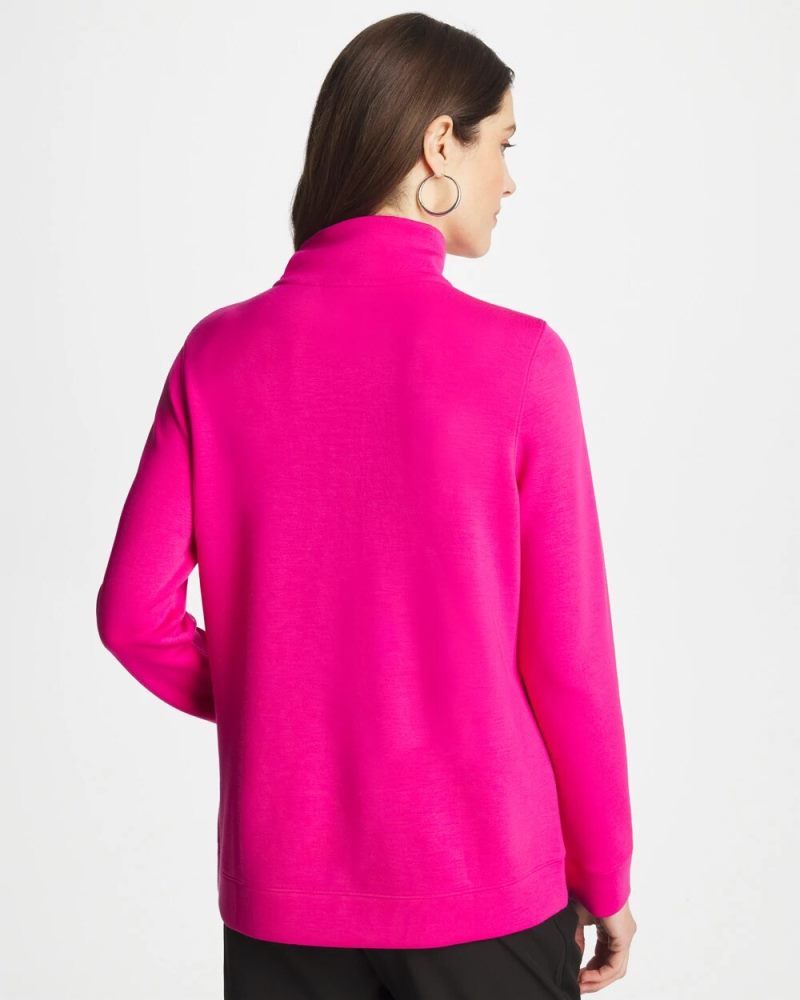 Chicos Zenergy® Soft Contrast Half Zip Pullover - EUROPA PINK