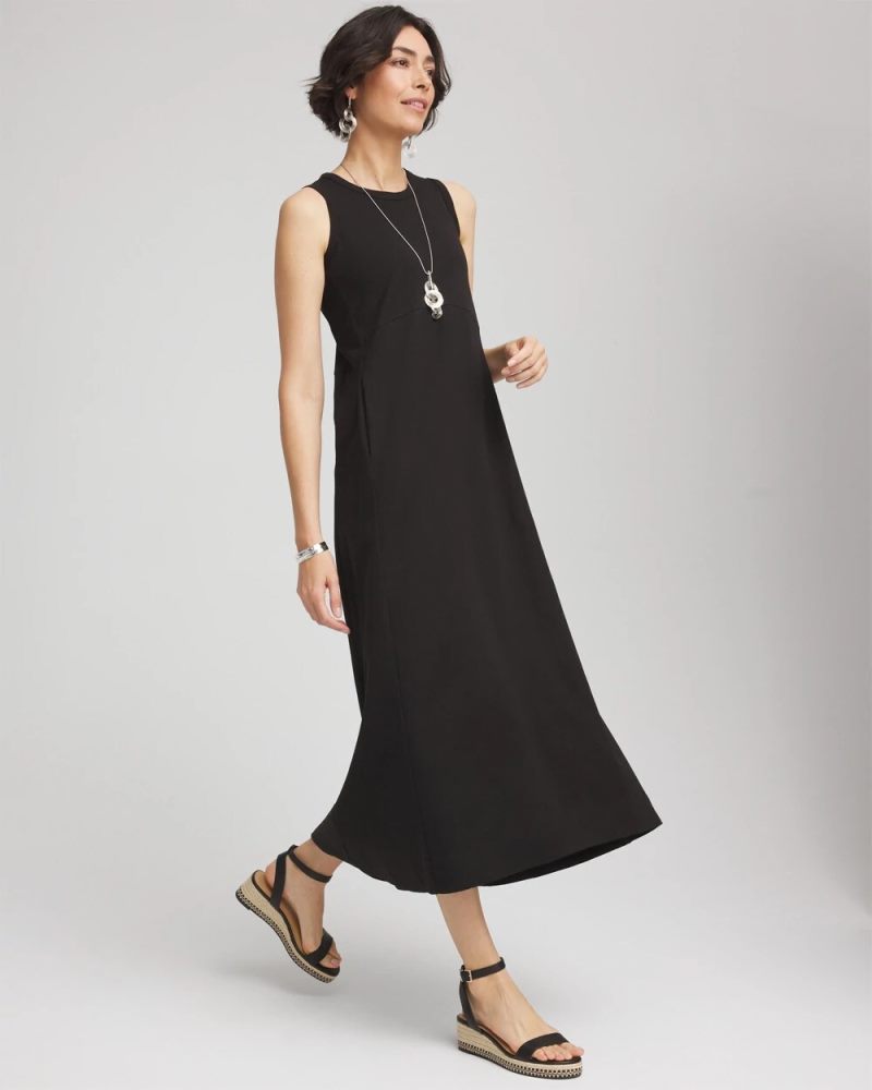 Chicos Sleeveless Midi Tank Dress - BLACK