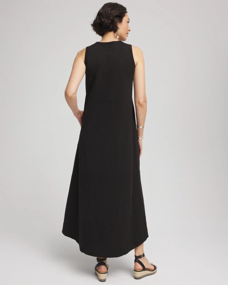 Chicos Sleeveless Midi Tank Dress - BLACK