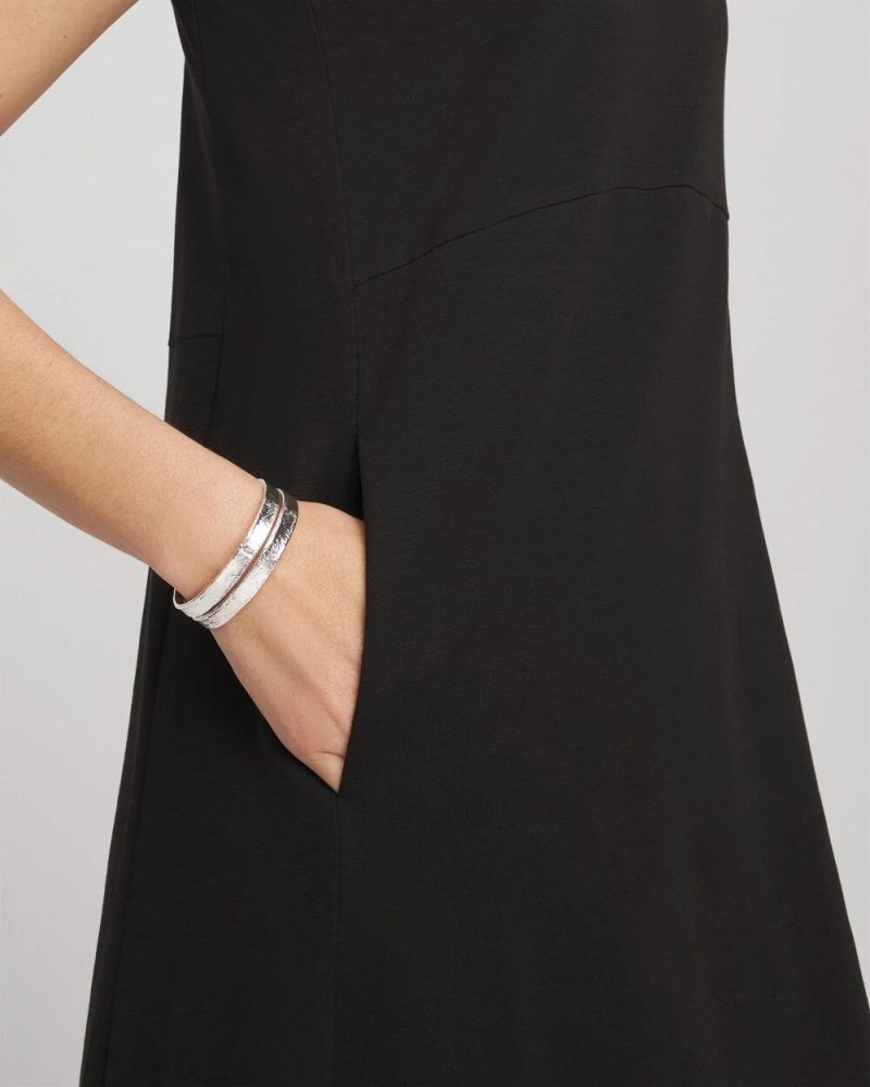 Chicos Sleeveless Midi Tank Dress - BLACK