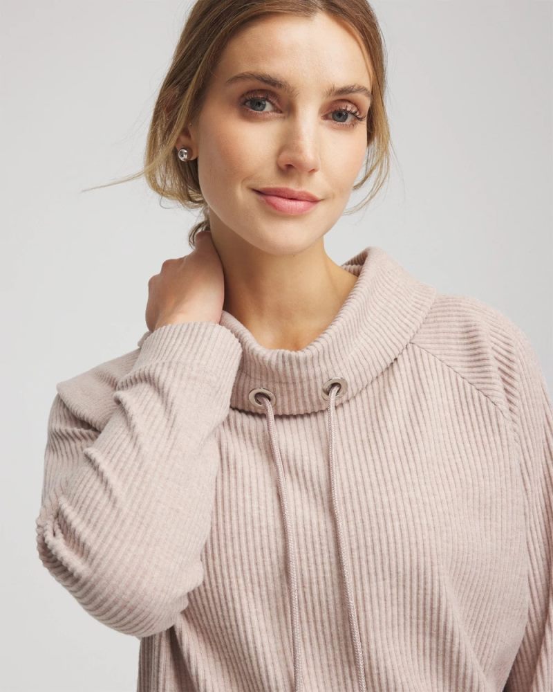 Chicos Zenergy® Soft Brushed Pullover - LIGHT TAUPE HEATHER