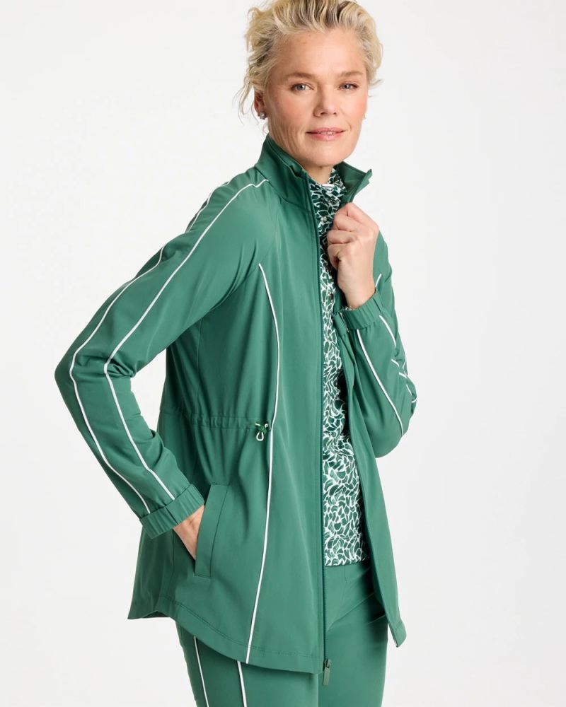 Chicos Zenergy® UPF Piping Anorak Jacket - WATER LILY GREEN