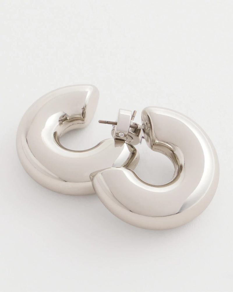 Chicos Silver Puff Hoop Earrings - SILVER