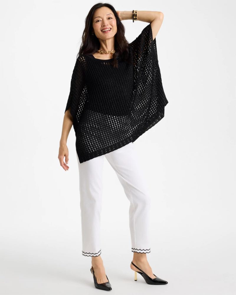 Chicos Contrast Scallop Brigitte™ Slim Crop Pant - ALABASTER
