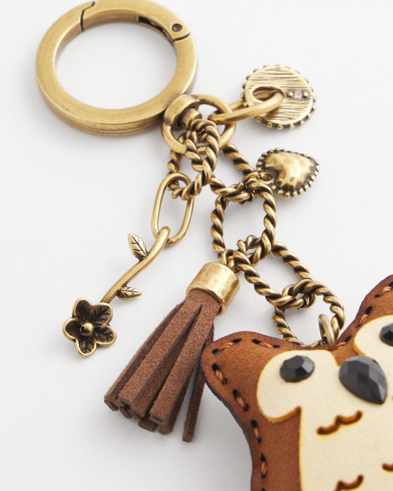 Chicos Owl Bag Charm - BROWN