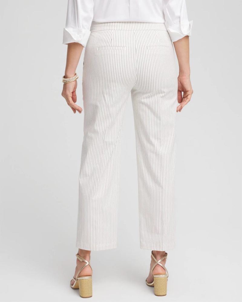 Chicos Emme Striped Sailor Straight Crops - ECRU