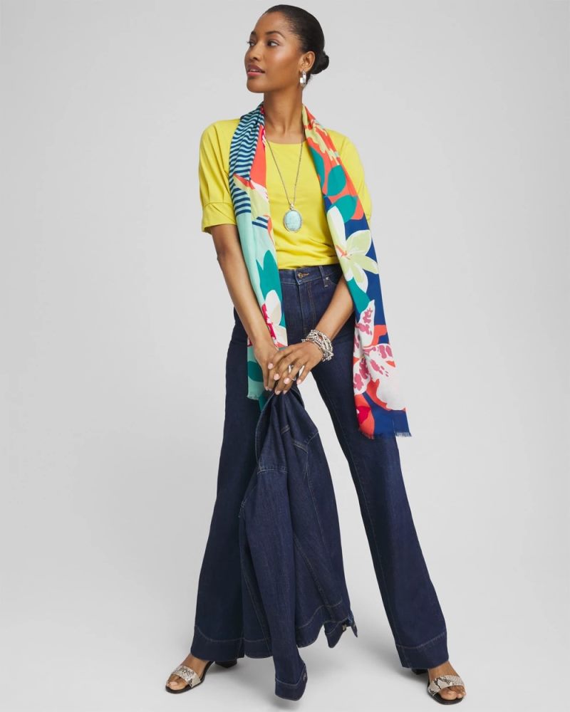 Chicos Touch of Cool™ Pleated Roll Cuff Tee - CITRON YELLOW