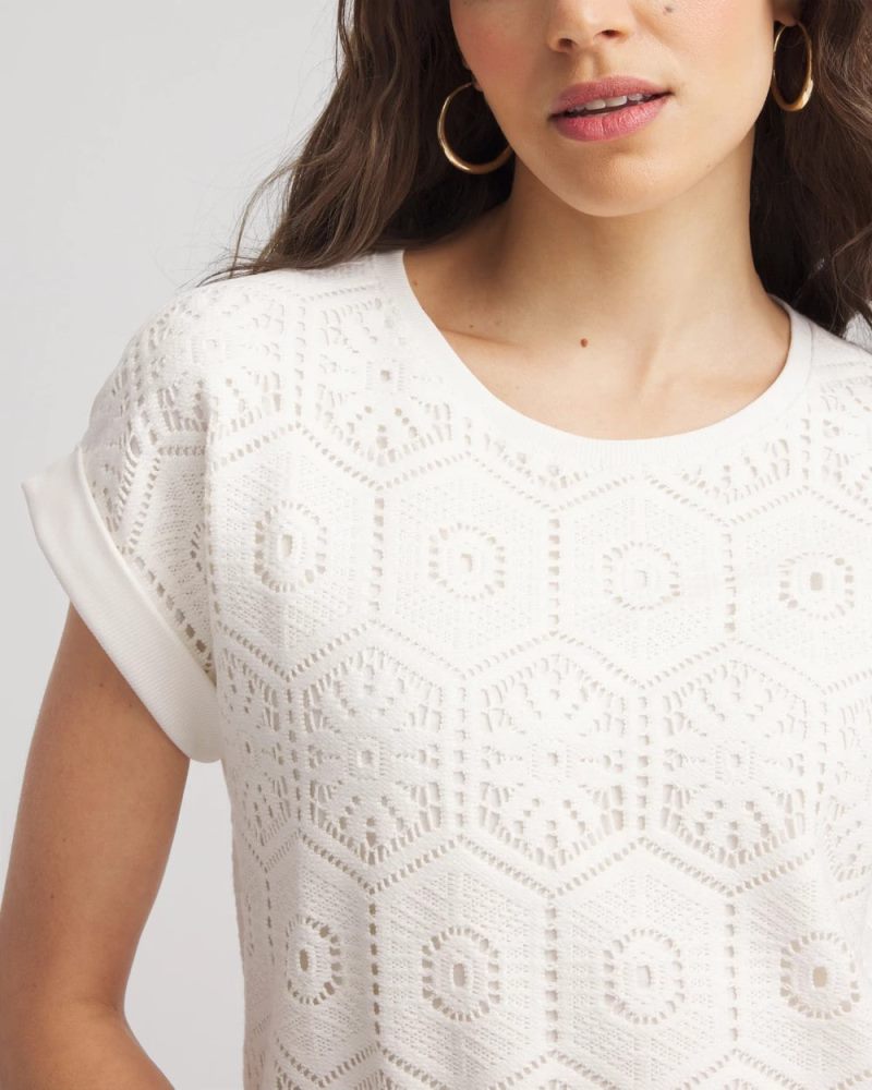 Chicos Crocheted Cotton-Blend Shirt - ECRU
