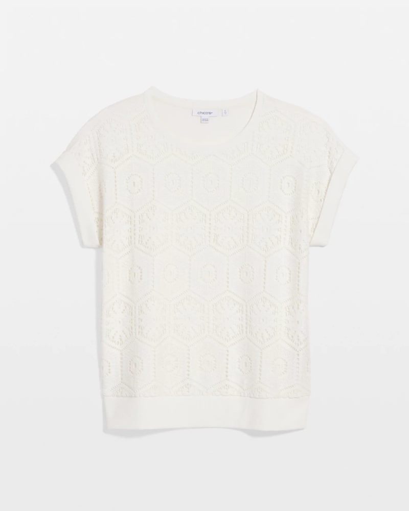 Chicos Crocheted Cotton-Blend Shirt - ECRU
