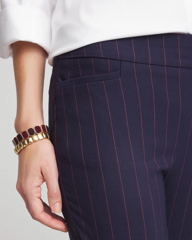Chicos Shadow Stripe Brigitte™ Slim Pull-On Pants - PASSPORT BLUE