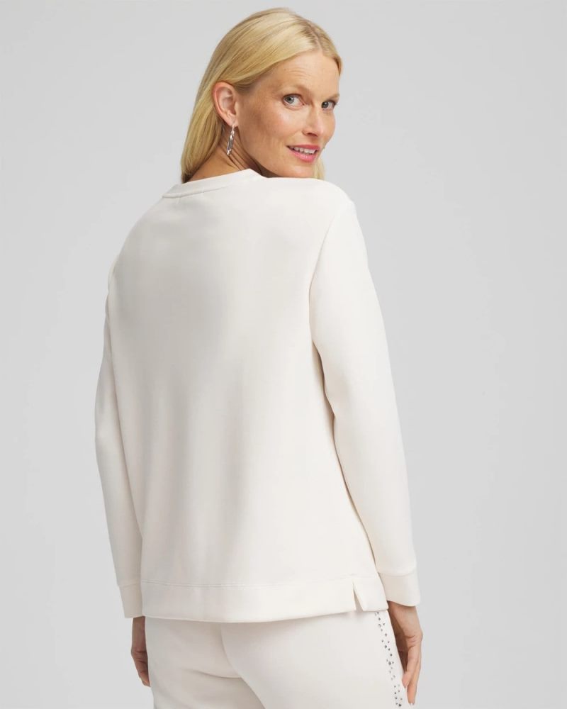 Chicos Zenergy® Rhinestone Pullover Top - ENGLISH CREAM