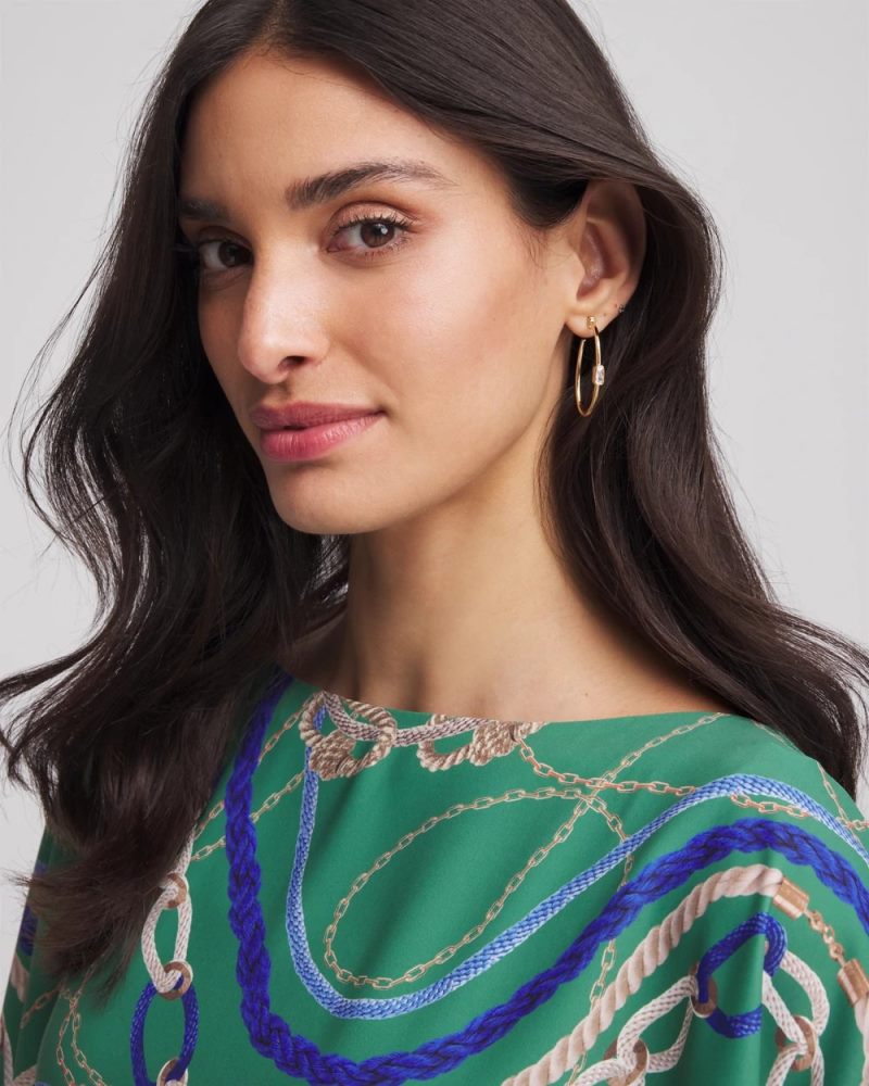 Chicos Gold Oval Hoop Earrings - GOLD