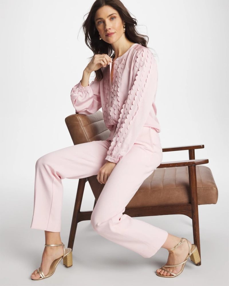 Chicos Laser Cut Crinkle Blouse - SWEET BLOSSOM