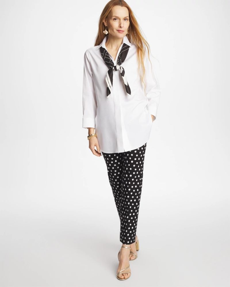Chicos No Iron Stretch Splitneck Tunic - OPTIC WHITE