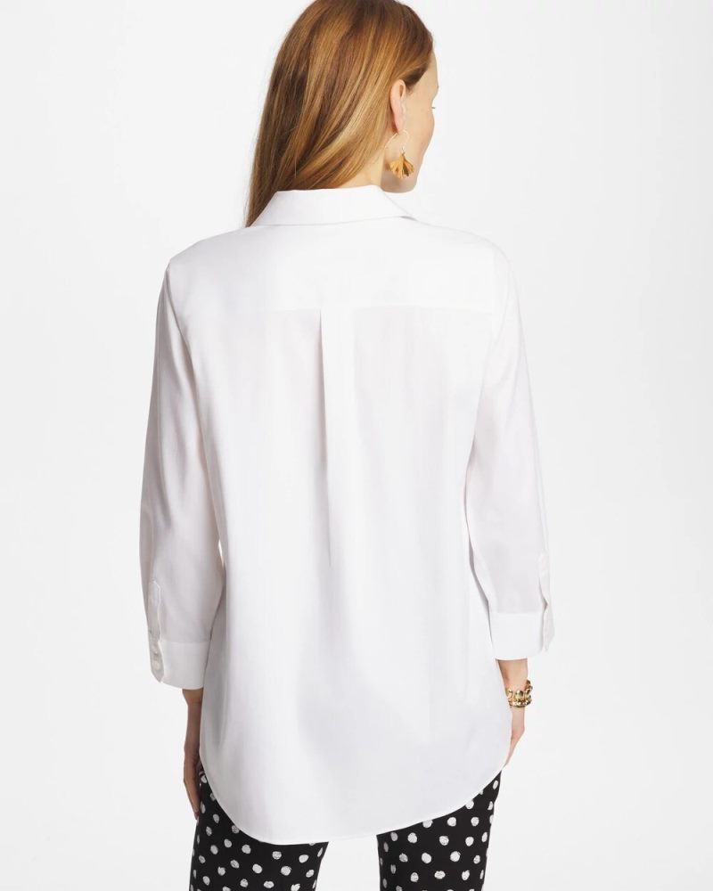 Chicos No Iron Stretch Splitneck Tunic - OPTIC WHITE