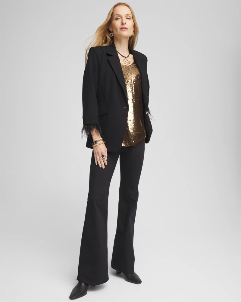 Chicos Pull On Flare Jeggings - BLACK