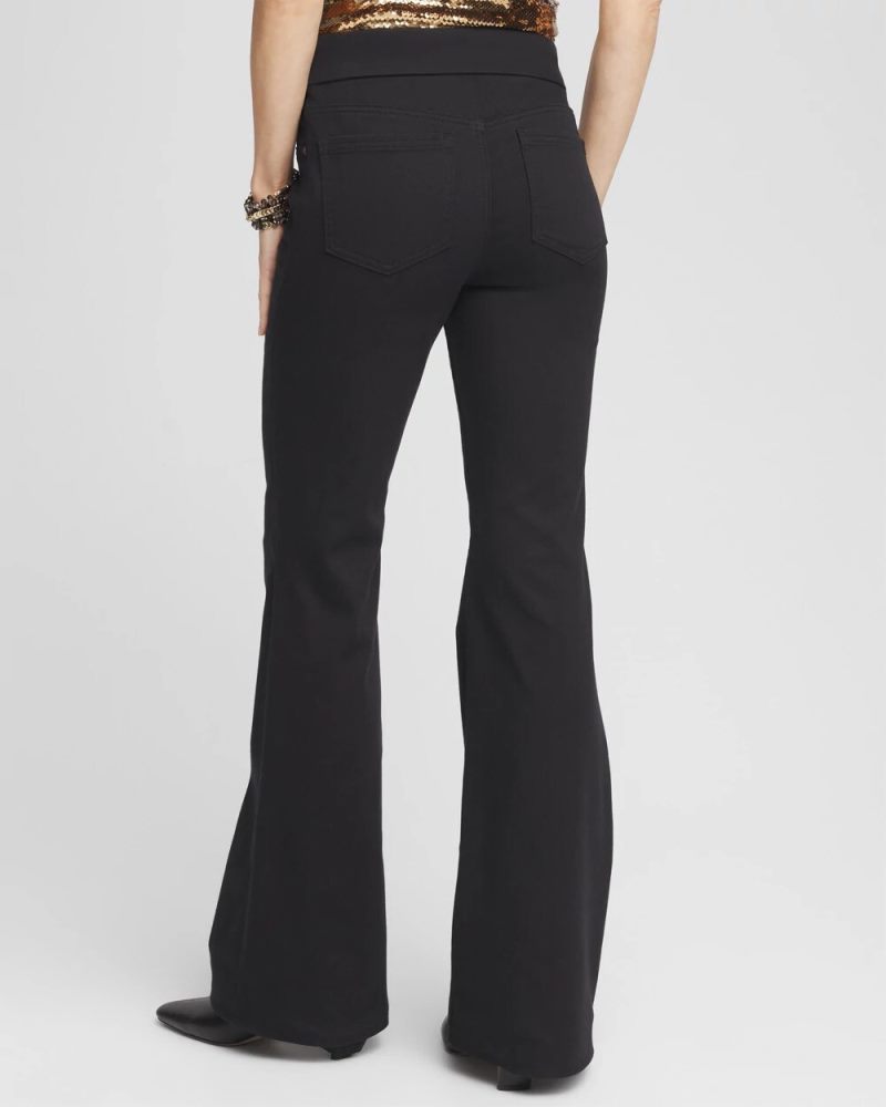 Chicos Pull On Flare Jeggings - BLACK