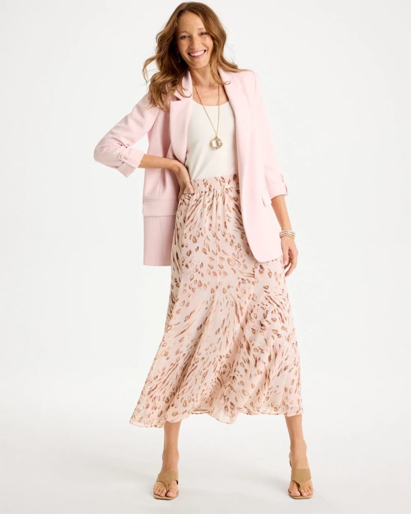 Chicos Cheetah Pull-On Godet Skirt - SWEET BLOSSOM