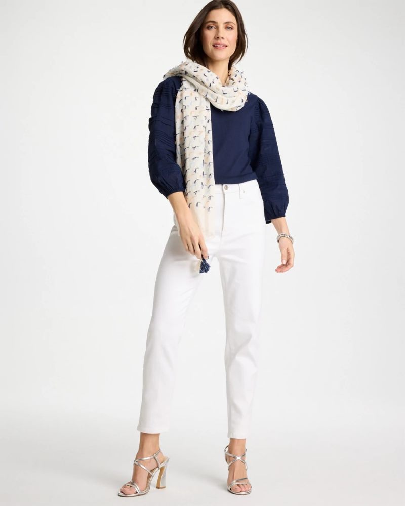 Chicos Pintuck Puff Sleeve Tee - PASSPORT BLUE