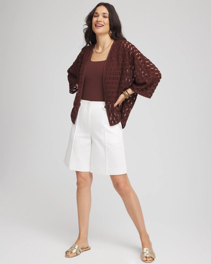 Chicos Short Woven Kimono - CACAO