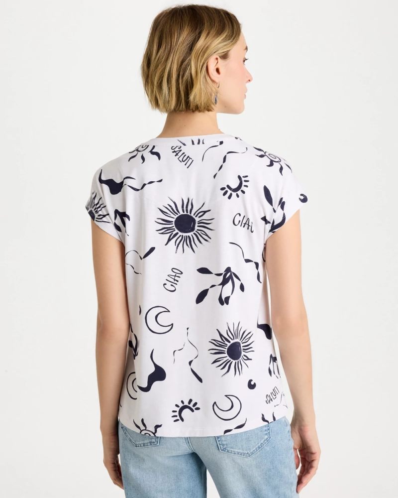 Chicos La Playa Refined Button Tee - PASSPORT BLUE