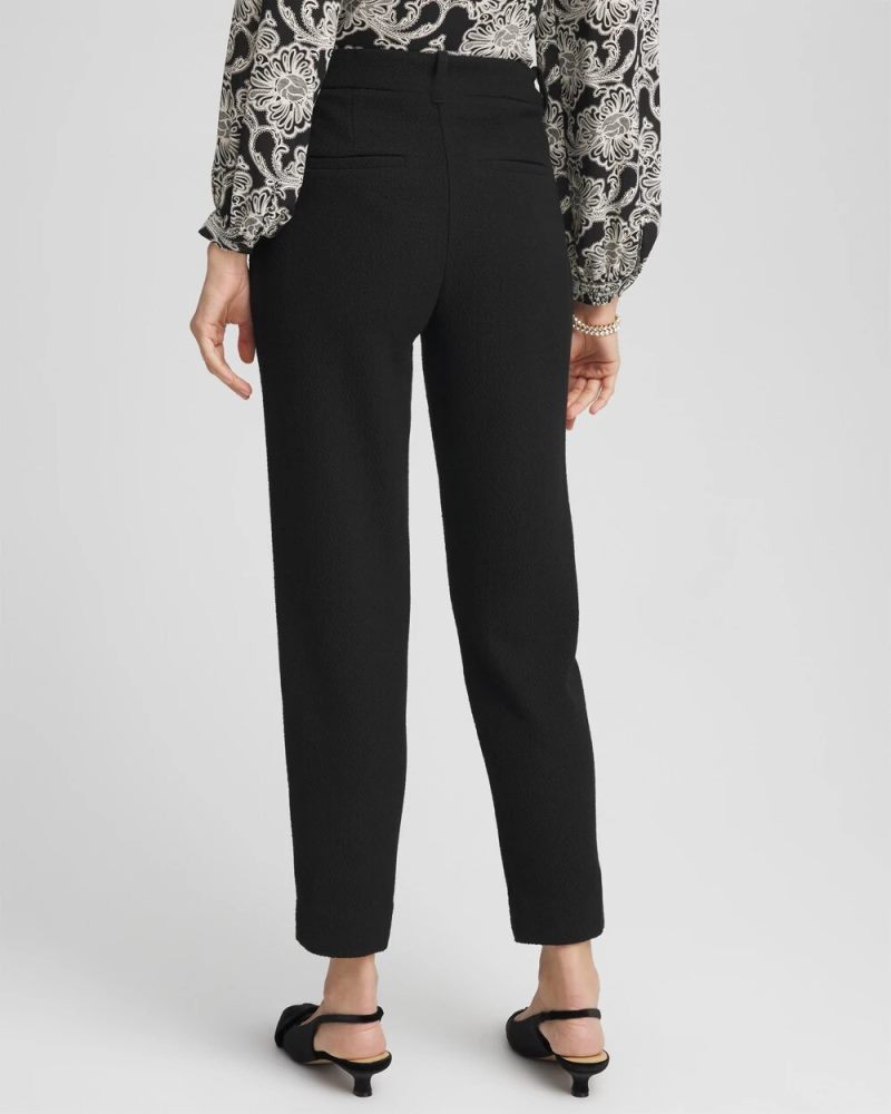 Chicos Matelassé Slim Tapered Ankle Pants - BLACK
