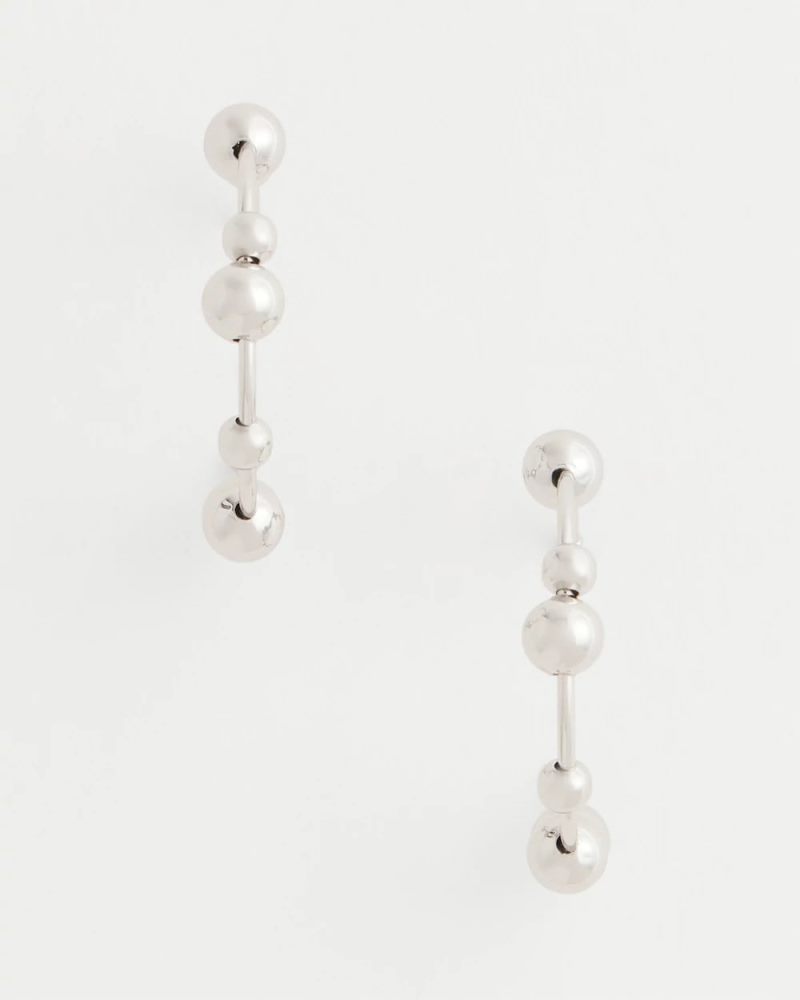 Chicos Silvertone Beaded Hoop Earrings - SILVER