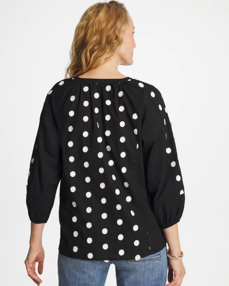 Chicos Textured Polka Dot Blouse - BLACK