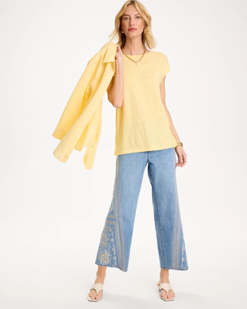 Chicos Linen Dolman Tee - GOLDEN HAZE