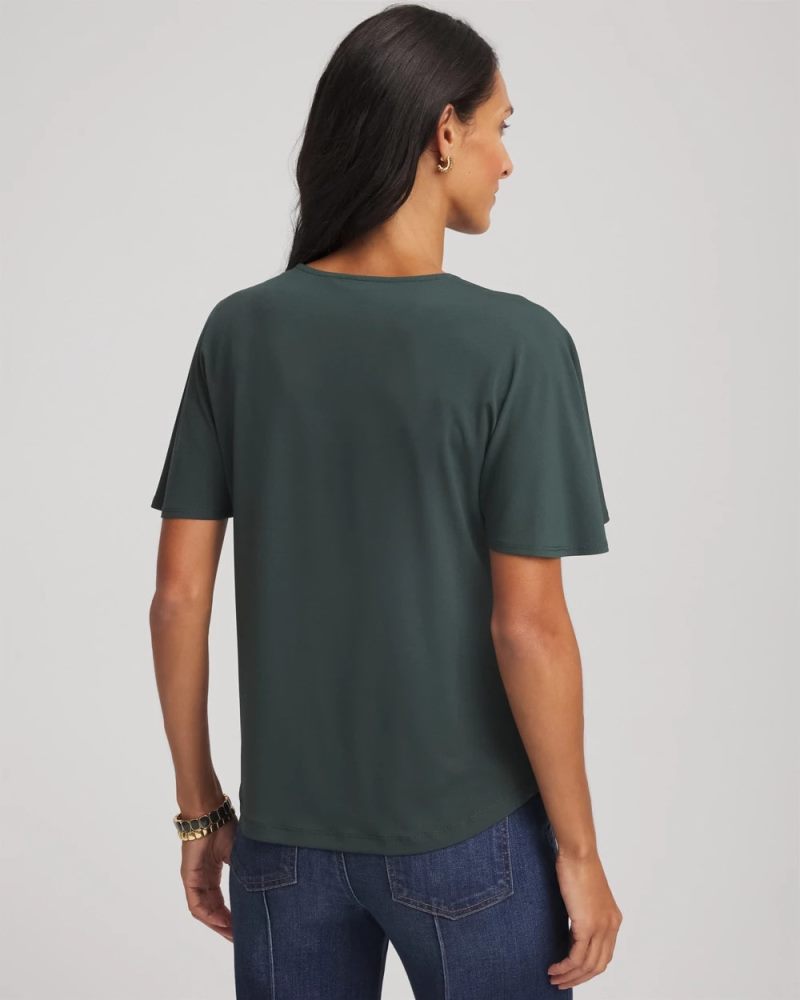 Chicos Jersey Knit Cowlneck Tee - DARKEST SPRUCE