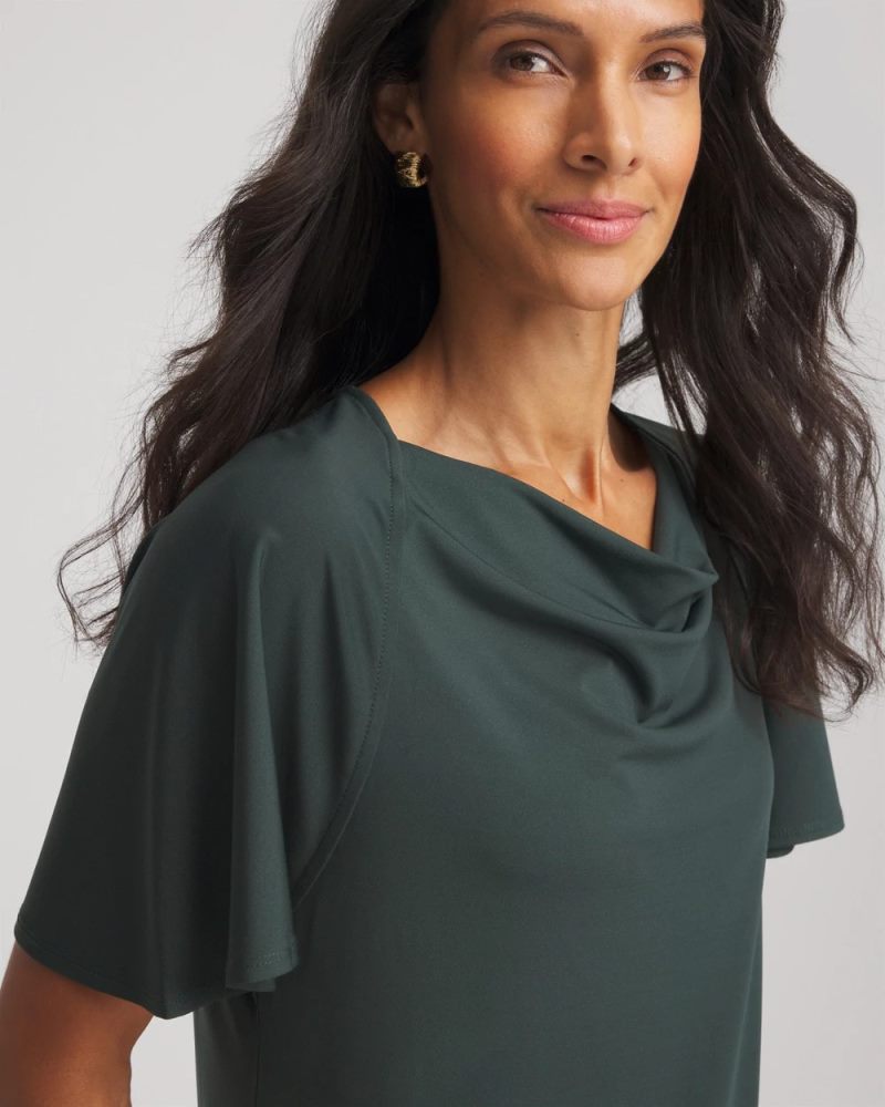 Chicos Jersey Knit Cowlneck Tee - DARKEST SPRUCE