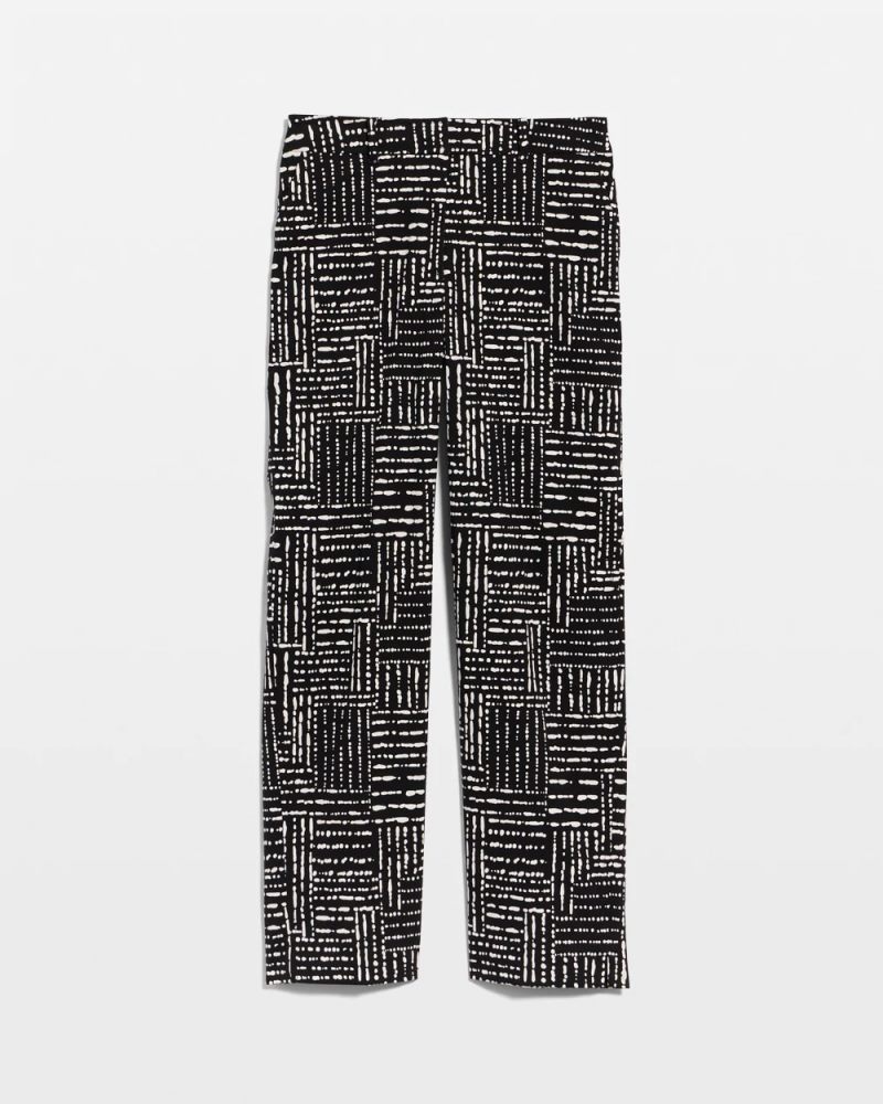 Chicos Emme Fly Front Straight Printed Crop Pants - BLACK