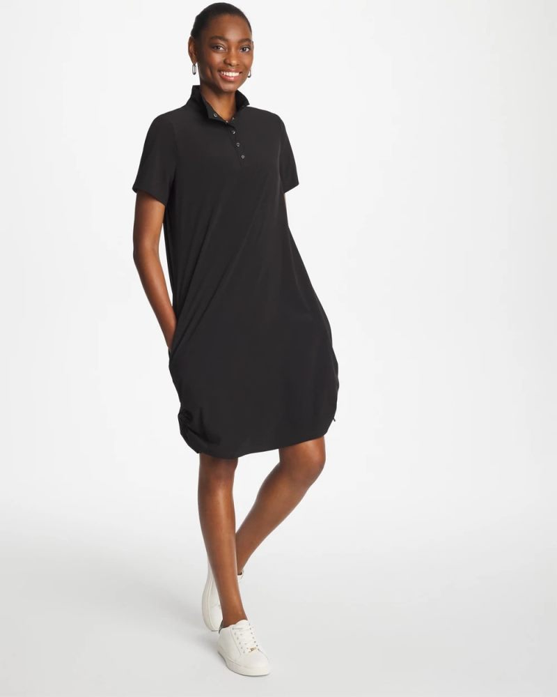 Chicos Zenergy® UPF Mockneck Bungee Dress - BLACK