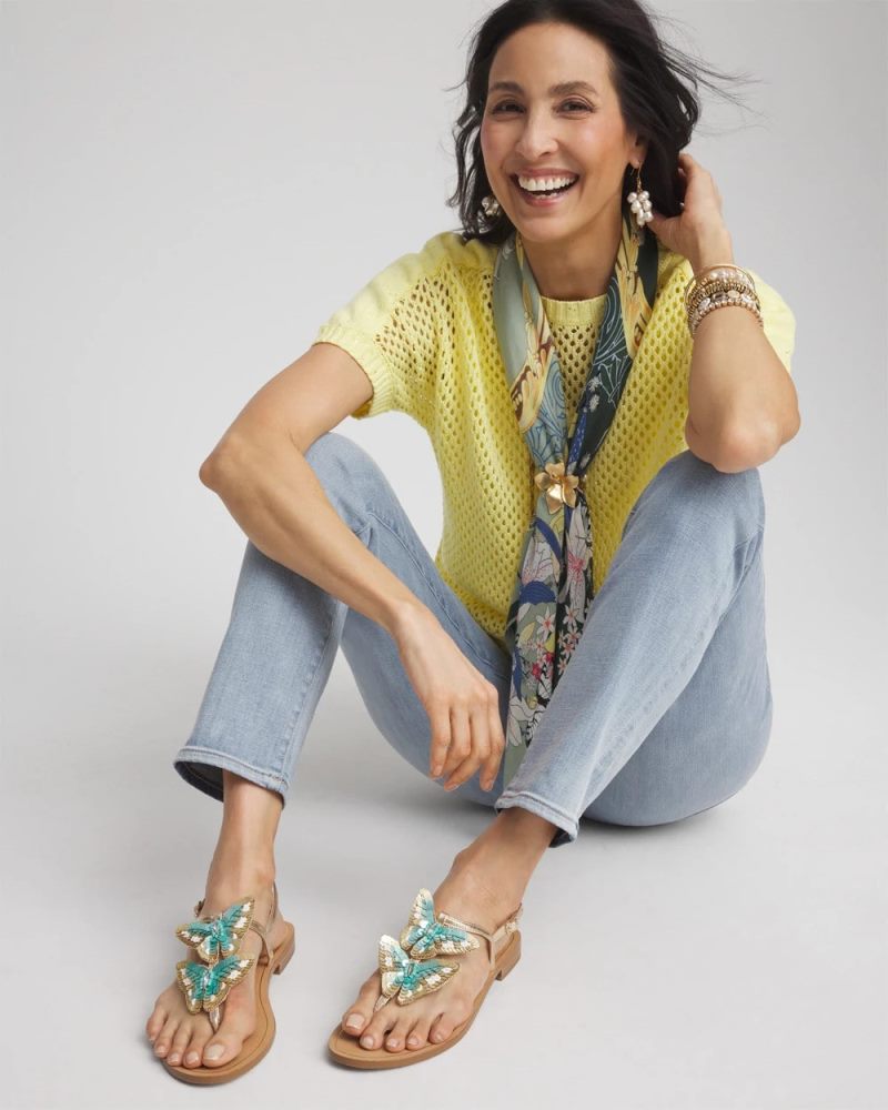 Chicos Butterfly T-Strap Sandal - METALLIC MULTI