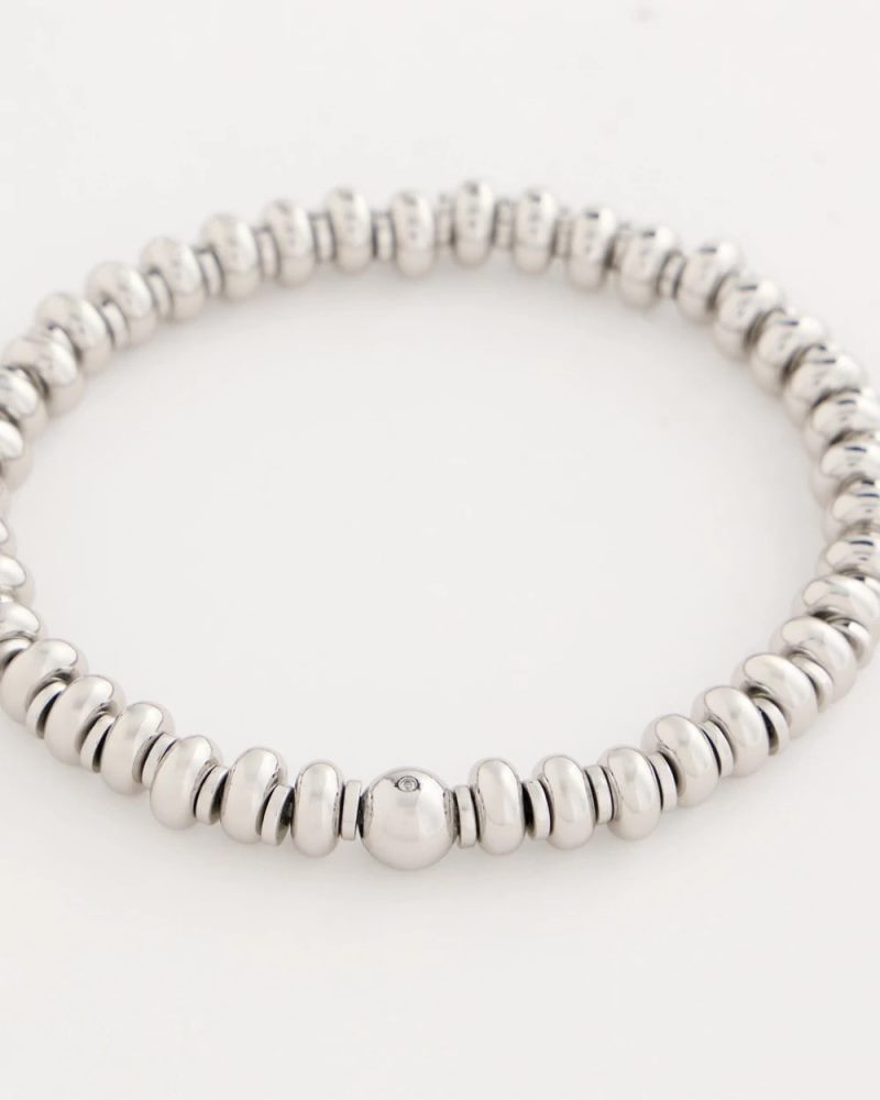 Chicos Silvertone Rounded Stretch Bracelet - SILVER