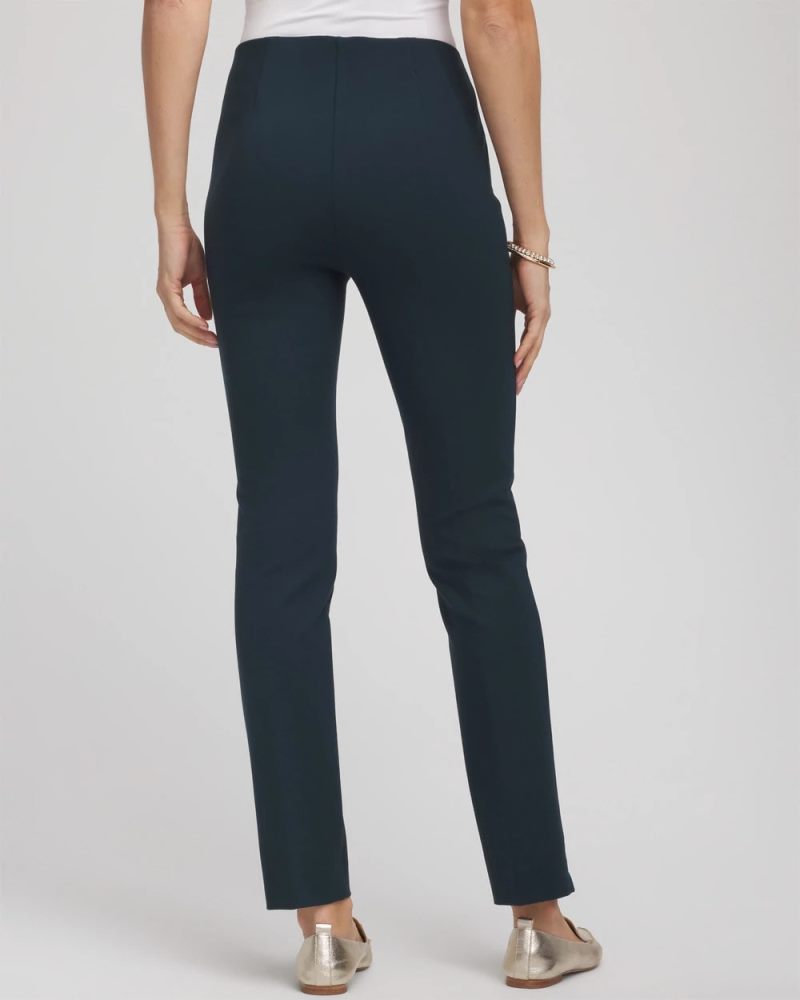 Chicos Juliet Slim Trim Detail Ankle Pants - TEAL SHADOW