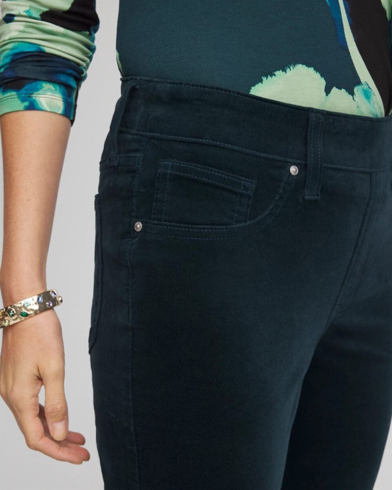 Chicos Velveteen Pull-On Flared Jeans - TEAL SHADOW