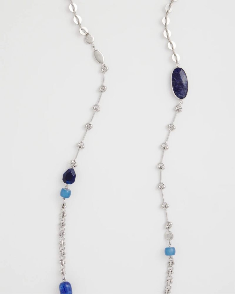 Chicos Blue Accent Long Single Strand Necklace - BLUE